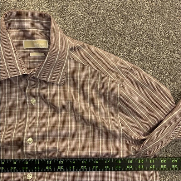 Michael Kors Mens Slim Fit Non Iron Button Up Long Sleeves Plaid Shirt Size 15.5 - Picture 5 of 9